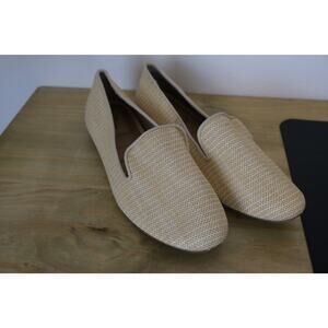 NWOT Me Too Corey Tan Raffia Slip On Flat Loafer Womens 10 Work Shoe